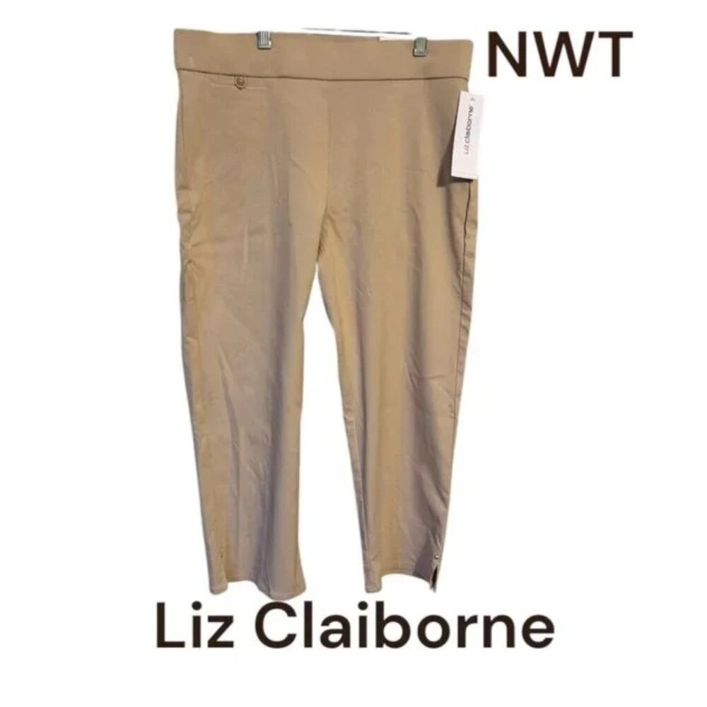 NWT LIZ CLAIBORNE PULL-ON  APRIL CROP PANT  NEUTRAL     SIZE: 6    #T